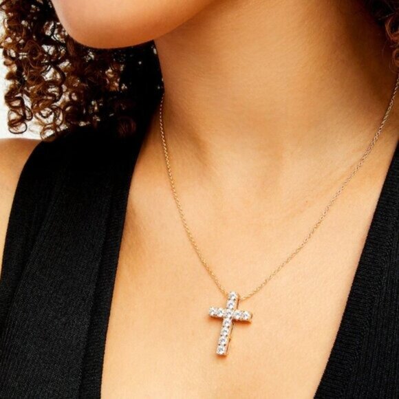 Gold Cross Necklace Waterproof CZ Diamond Pendant  Dainty Snake Chain WATERPROOF - Picture 14 of 14